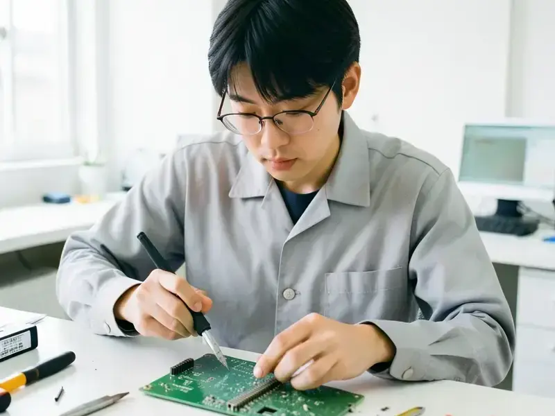 基板から部品を逐一外す電子機器分解作業台