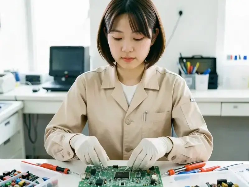 基板から部品を逐一外す電子機器分解作業台